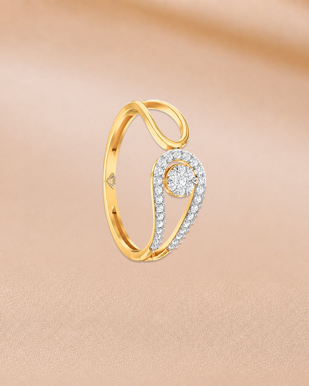 Ore 14KT Yellow Gold Half-Circle Solitaire Ring