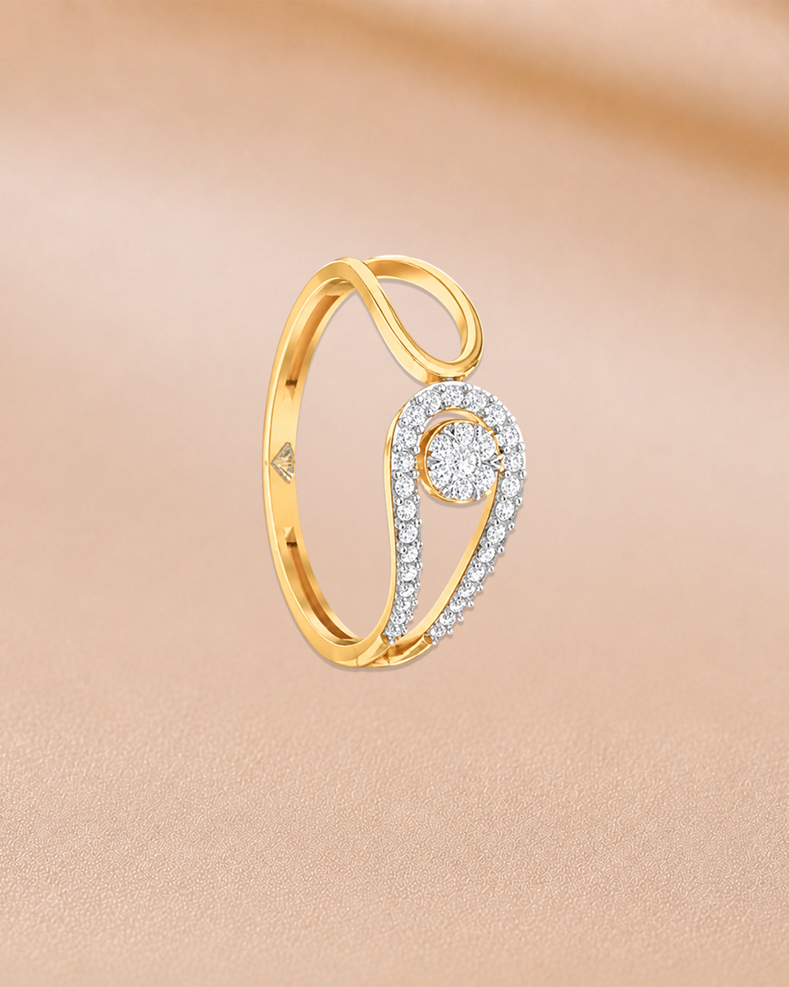 Ore 14KT Yellow Gold Half-Circle Solitaire Ring