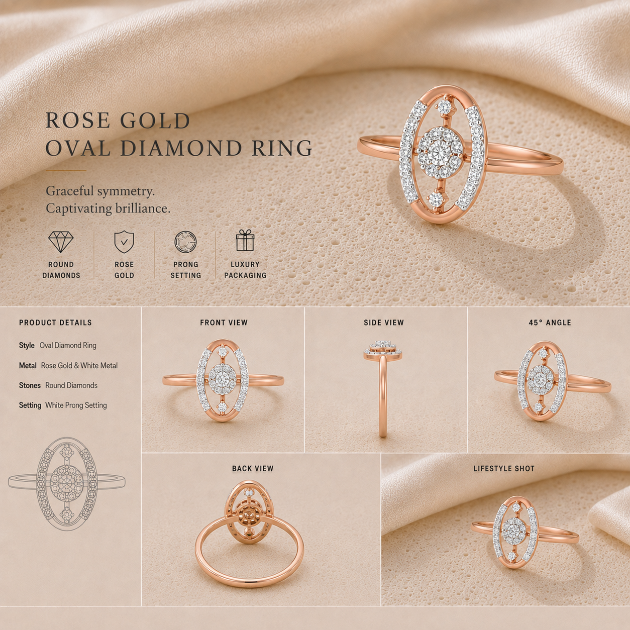 Ore 14KT Yellow Gold Oval Ring