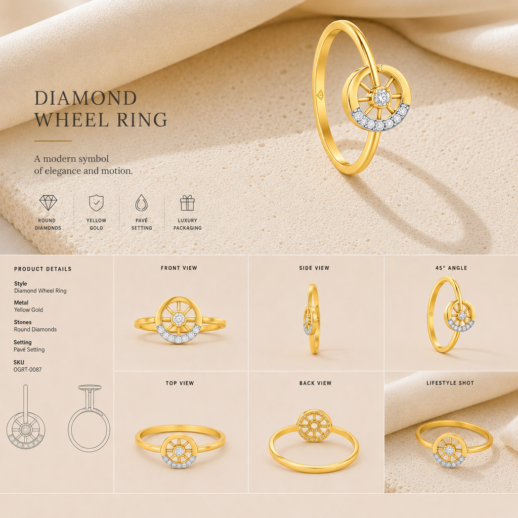 Ore 14KT Yellow Gold Wheel-Shaped Ring