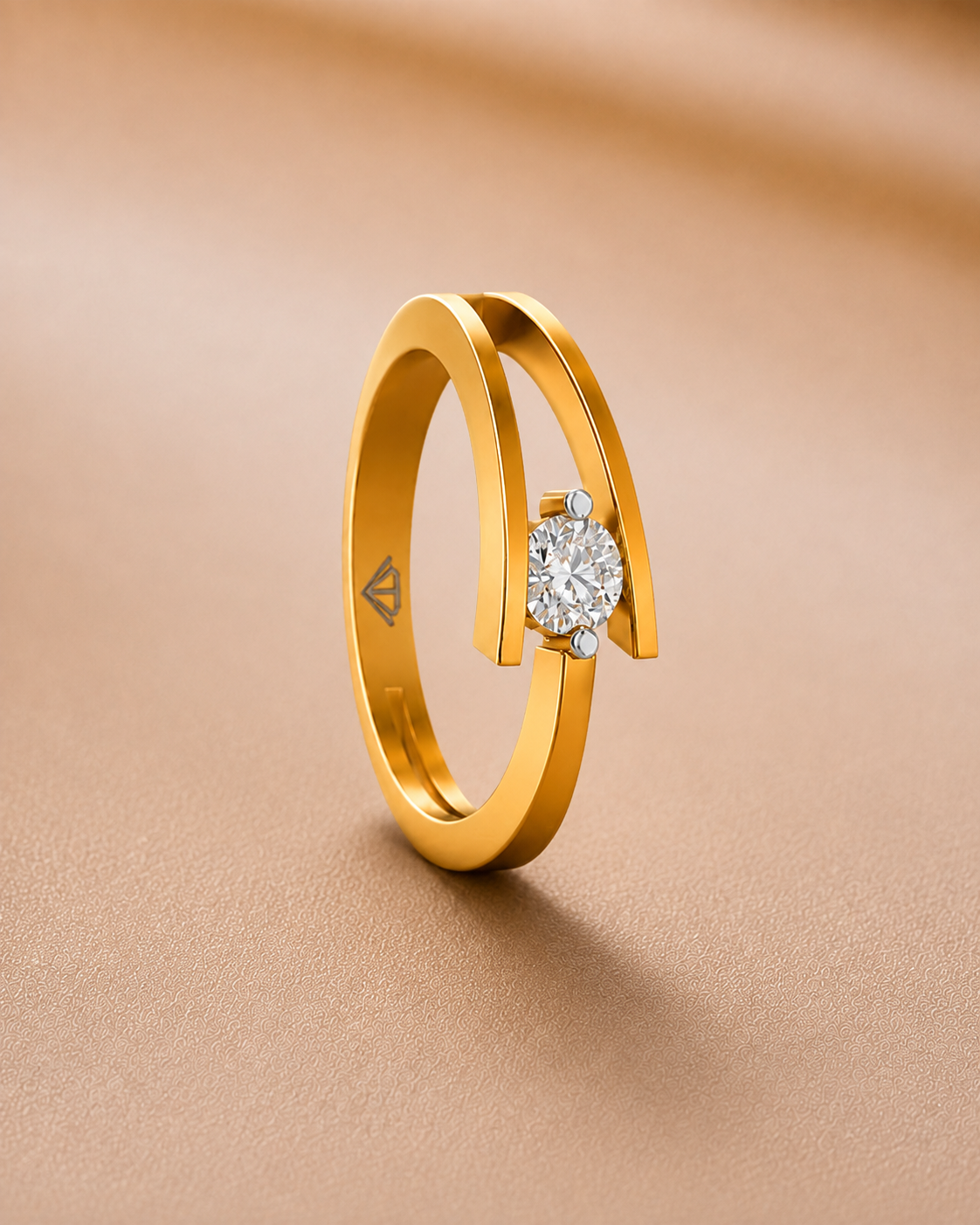 Ore 9K Gold Modern Bypass Solitaire Ring