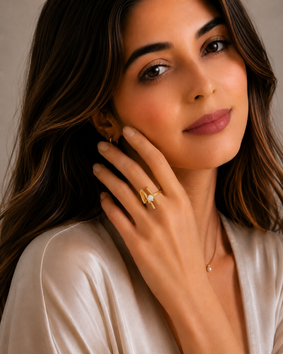 Ore 9K Gold Modern Bypass Solitaire Ring