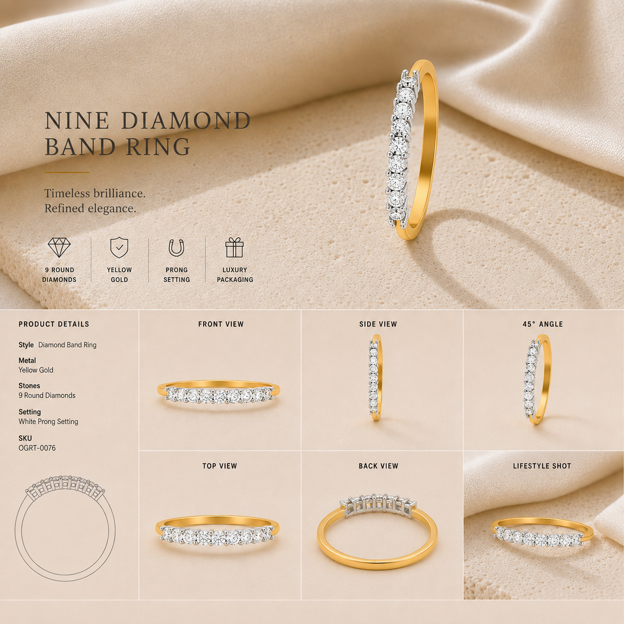 Ore 14KT Yellow Gold Standard Ring